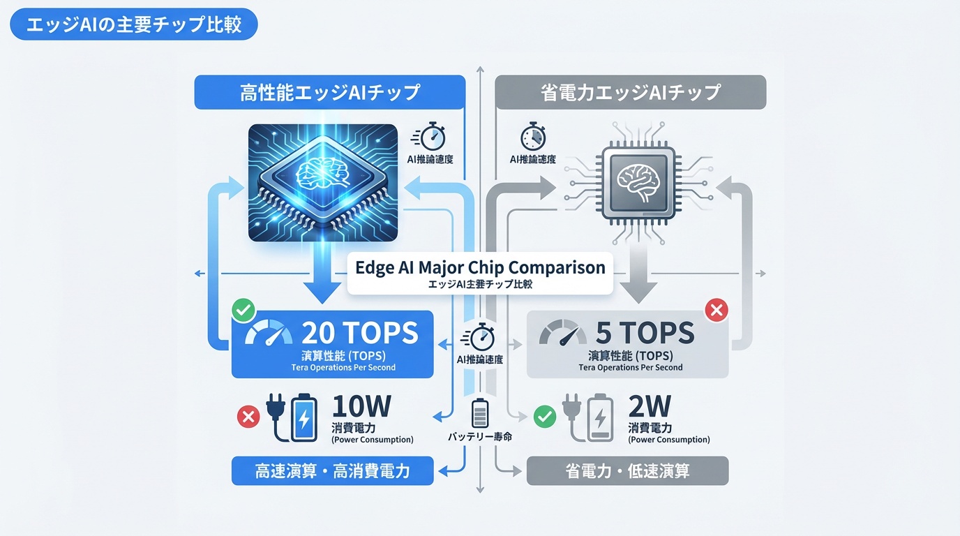 エッジAIの主要チップ比較