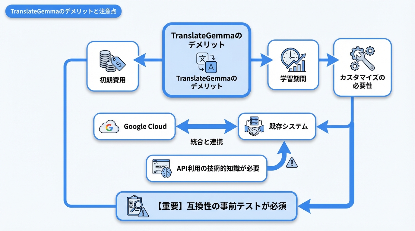 TranslateGemmaのデメリットと注意点