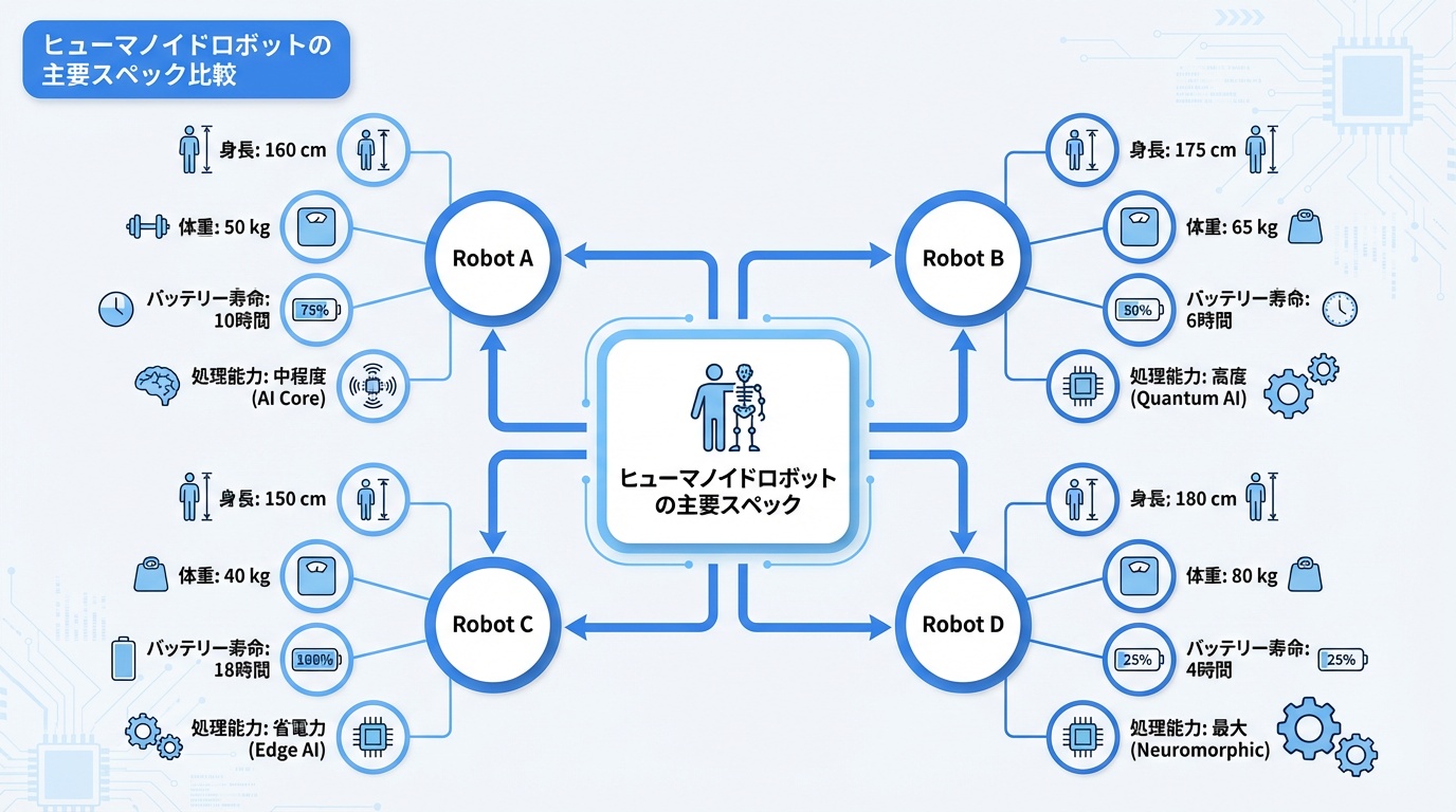 ヒューマノイドロボットの主要スペック比較