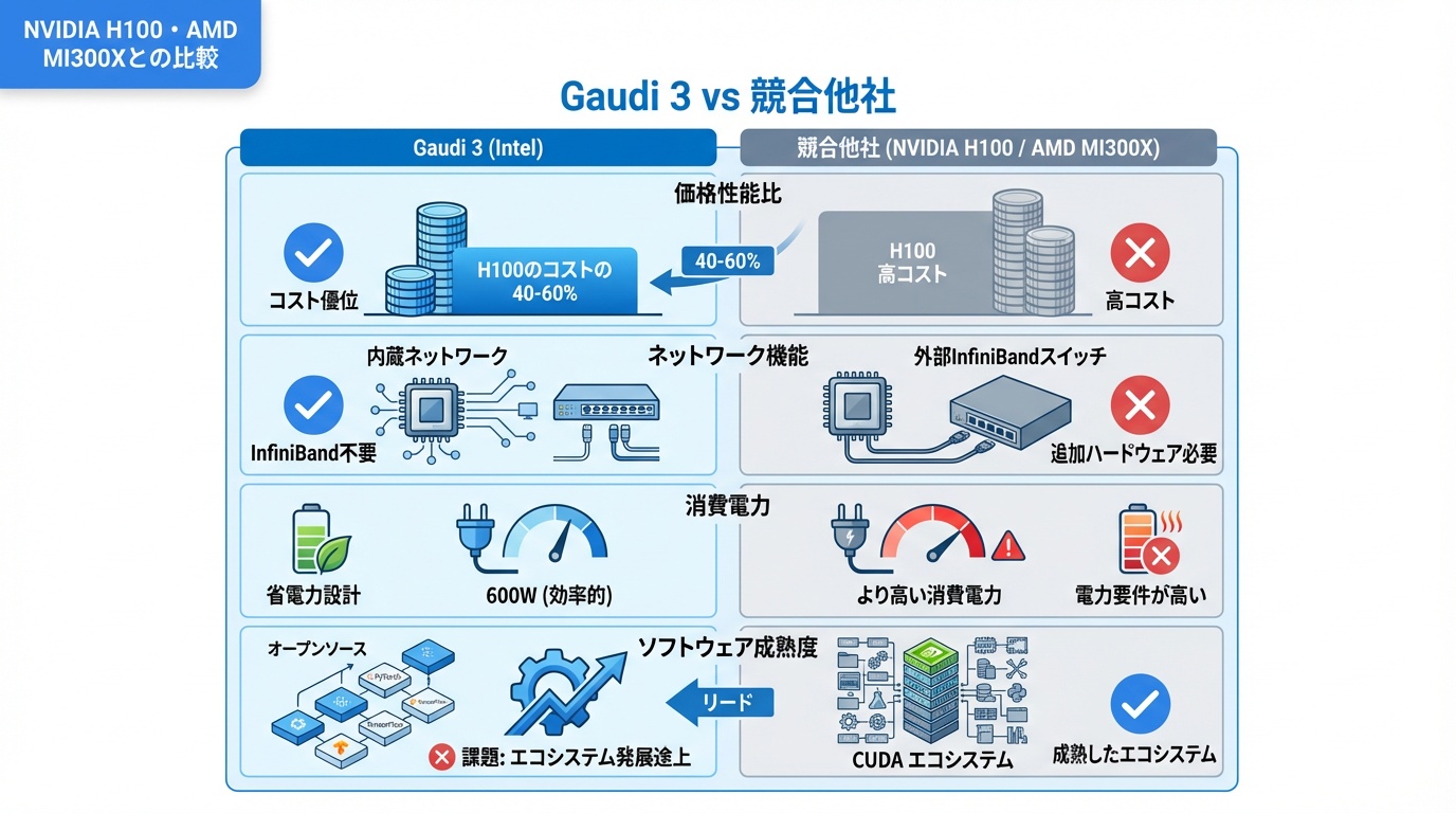 NVIDIA H100・AMD MI300Xとの比較