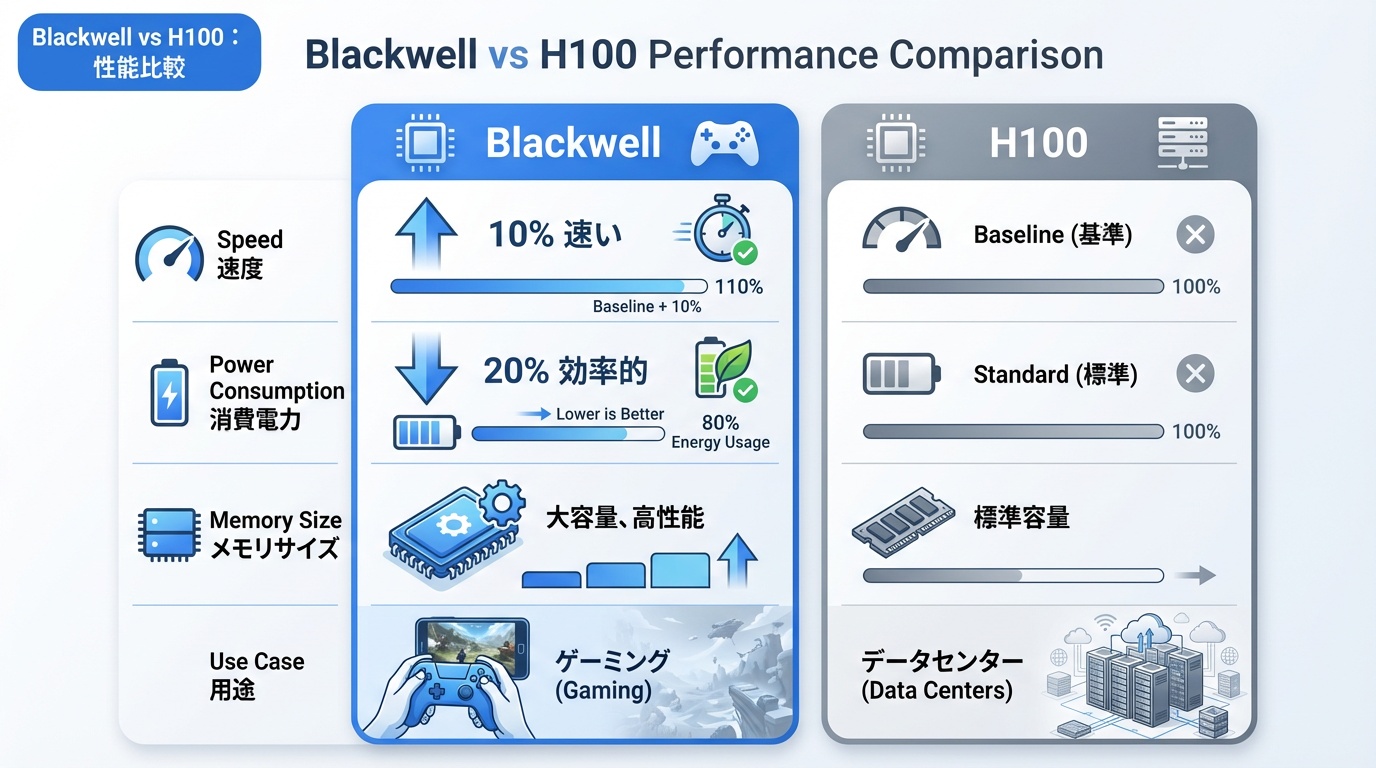 Blackwell vs H100：性能比較