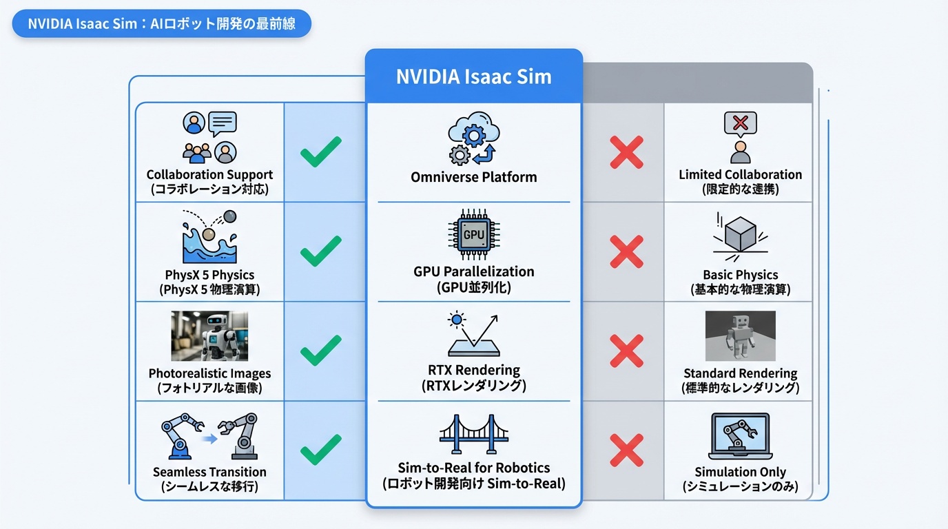 NVIDIA Isaac Sim：AIロボット開発の最前線