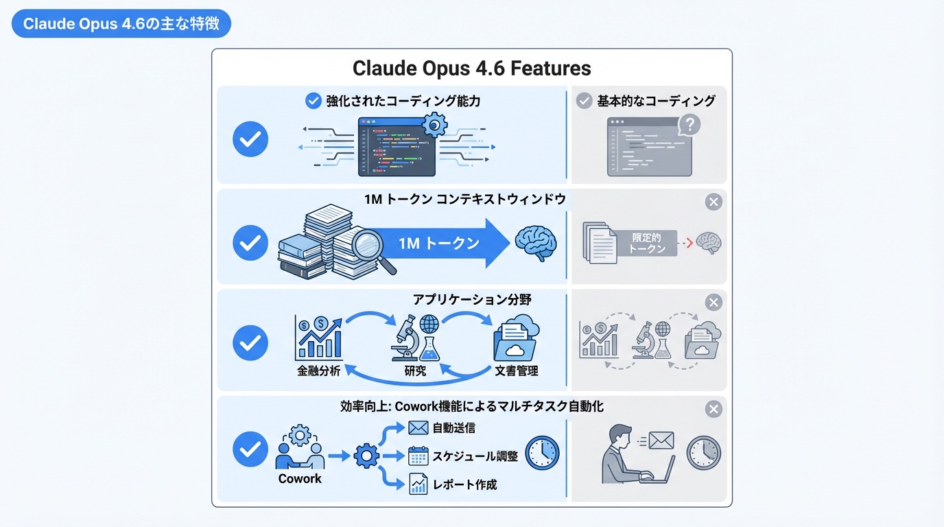 Claude Opus 4.6の主な特徴
